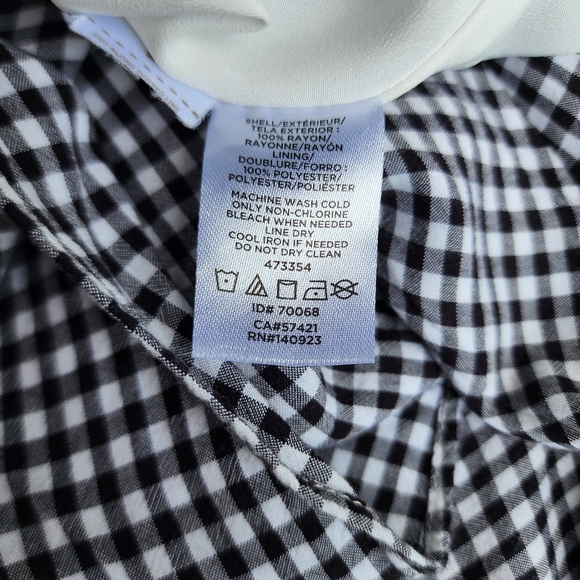 LOFT Women's Skirt Faux Wrap Gingham Black White Midi Lined Hi Low Hem Size 8 - Picture 8 of 10